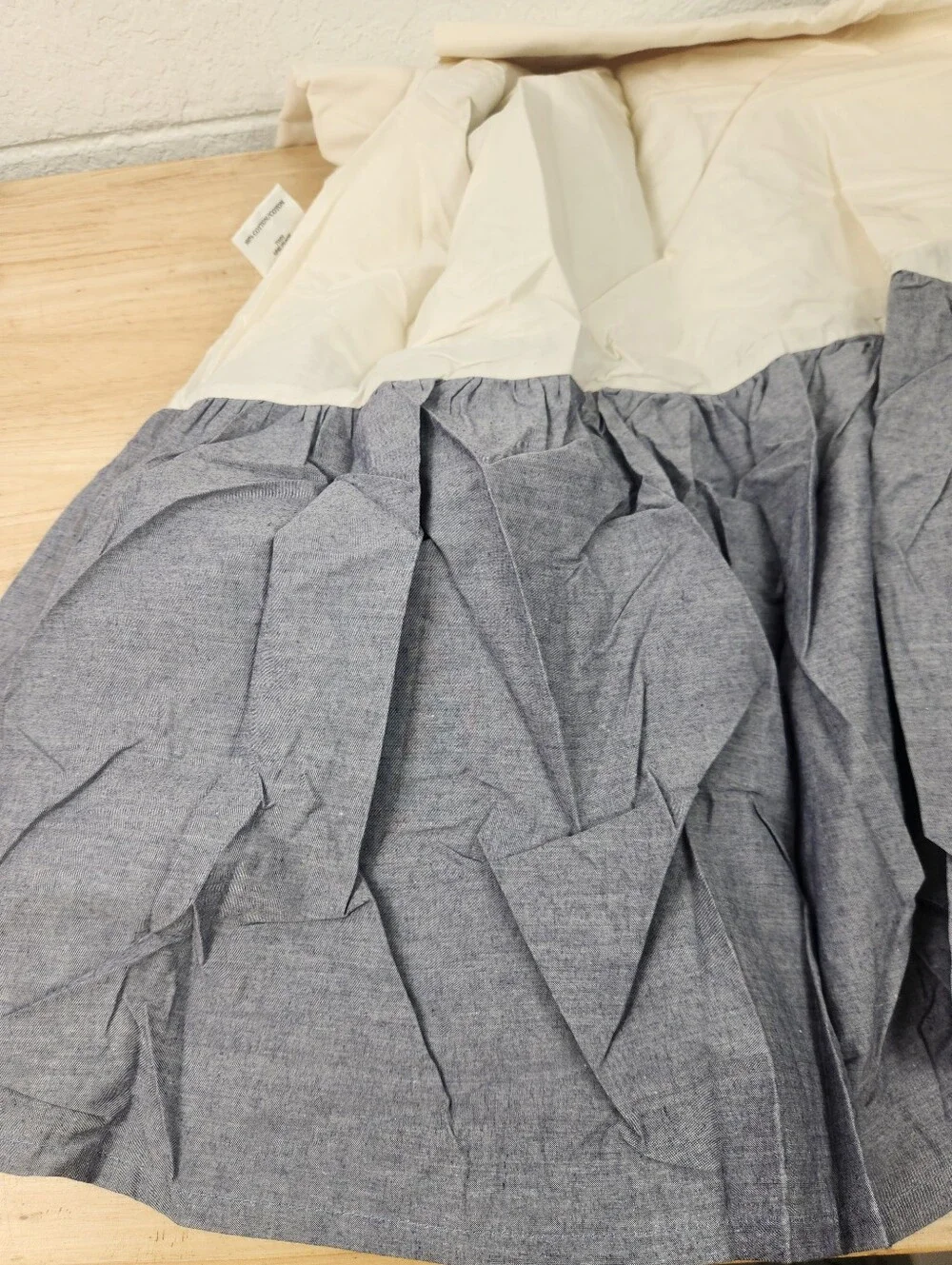 Pottery Barn Kids Chambray Blue Bedskirt 100% Cotton Sz Twin NOS Farmhouse